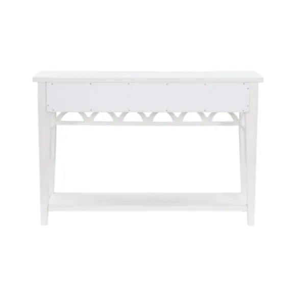 Kirkland's Home Console Tables-White Or Teal Paneled Fretwork Console Table