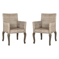 Kirkland's Home Dining Chairs-White Rattan Curved Legs Dining Chairs, Set Of 2