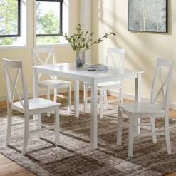 Kirkland's Home Dining Sets-White Solid Wood 5-Pc. Dining Set