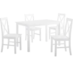 Kirkland's Home Dining Sets-White Solid Wood 5-Pc. Dining Set