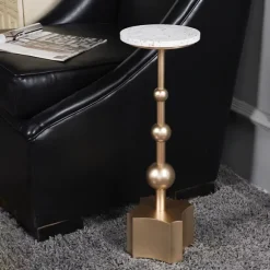 Kirkland's Home Accent & End Tables-White Terrazzo Top And Base Accent Table