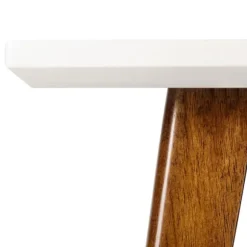 Kirkland's Home Accent & End Tables-White Top And Pecan Wood Mid-Century Modern Table