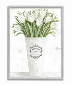 Kirkland's Home Framed Art-White Tulip Bouquet In A Vase Framed Art Print