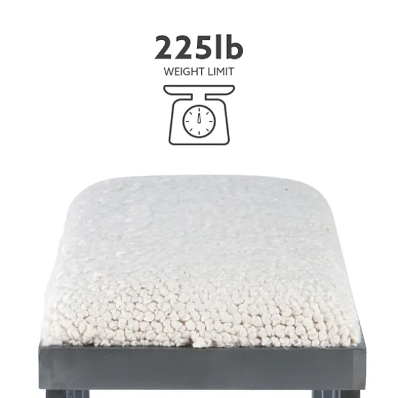 Kirkland's Home Benches & Ottomans-White Upholstered Seat And Blue Wood Bench