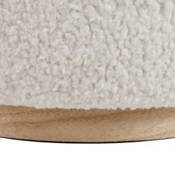 Kirkland's Home Benches & Ottomans-White Upholstered Wood Trim Ottoman