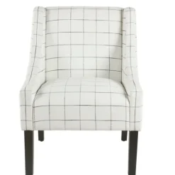 Kirkland's Home Accent Chairs-White Windowpane Modern Swoop Accent Chair