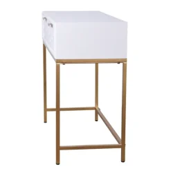 Kirkland's Home Console Tables-White Wood Basket Weave Console Table