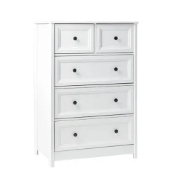 Kirkland's Home Dressers & Chests-White Wood Five Framed Drawers Dresser