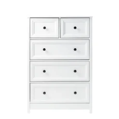 Kirkland's Home Dressers & Chests-White Wood Five Framed Drawers Dresser