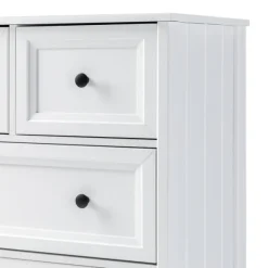 Kirkland's Home Dressers & Chests-White Wood Five Framed Drawers Dresser