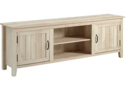 Kirkland's Home Tv Stands & Media Consoles-White Wood Grooved Door Tv Stand
