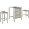 Kirkland's Home Kitchen Islands & Bar Carts-White Wood Linen 3-Pc. Usb Island And Stool Set