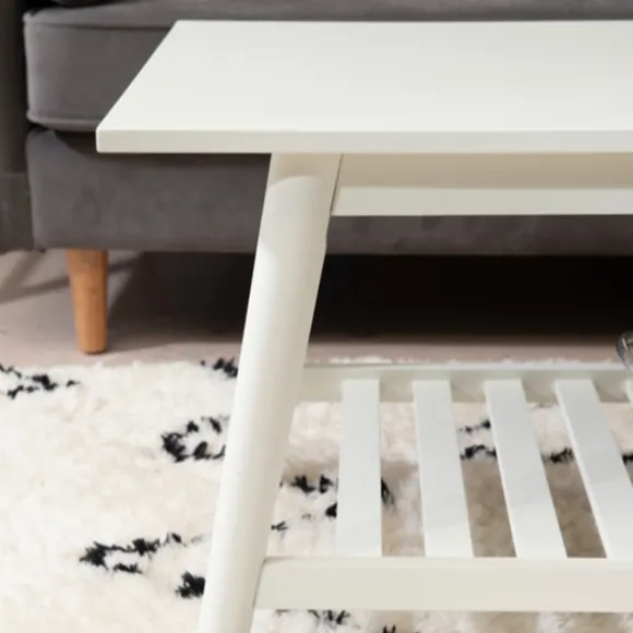 Kirkland's Home Coffee Tables-White Wood Midcentury Coffee Table