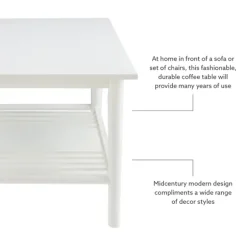 Kirkland's Home Coffee Tables-White Wood Midcentury Coffee Table
