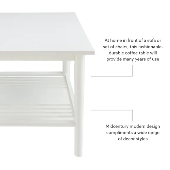 Kirkland's Home Coffee Tables-White Wood Midcentury Coffee Table
