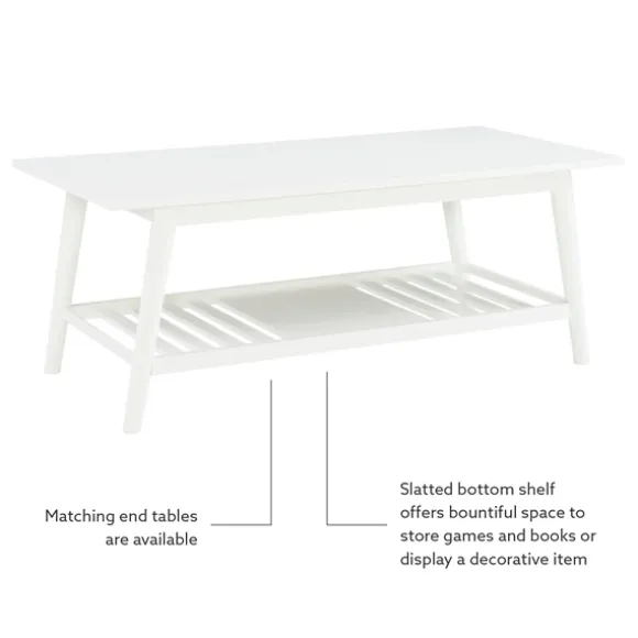 Kirkland's Home Coffee Tables-White Wood Midcentury Coffee Table
