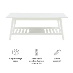 Kirkland's Home Coffee Tables-White Wood Midcentury Coffee Table