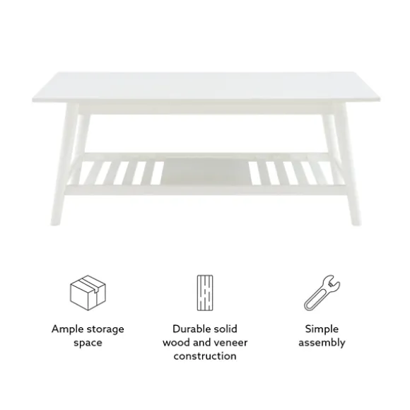 Kirkland's Home Coffee Tables-White Wood Midcentury Coffee Table