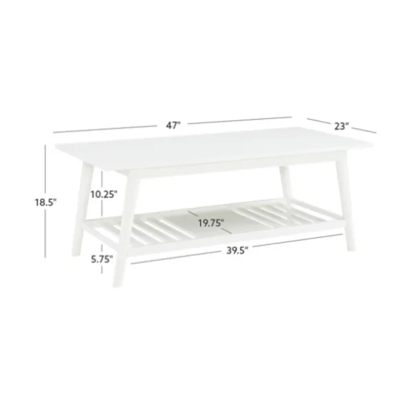 Kirkland's Home Coffee Tables-White Wood Midcentury Coffee Table