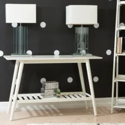 Kirkland's Home Console Tables-White Wood Midcentury Console Table