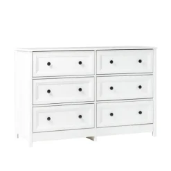 Kirkland's Home Dressers & Chests-White Wood Six Framed Drawers Dresser