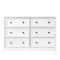 Kirkland's Home Dressers & Chests-White Wood Six Framed Drawers Dresser