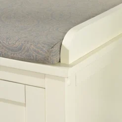 Kirkland's Home Benches & Ottomans-White Wood Upholstered Storage Bench