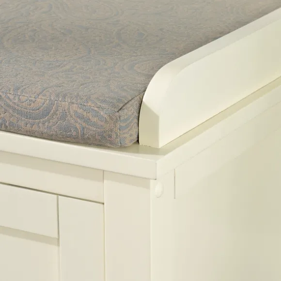 Kirkland's Home Benches & Ottomans-White Wood Upholstered Storage Bench