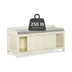 Kirkland's Home Benches & Ottomans-White Wood Upholstered Storage Bench