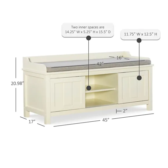 Kirkland's Home Benches & Ottomans-White Wood Upholstered Storage Bench