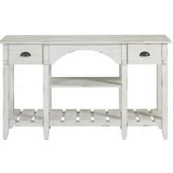 Kirkland's Home Console Tables-White Wooden Mercantile Sofa Table