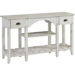 Kirkland's Home Console Tables-White Wooden Mercantile Sofa Table