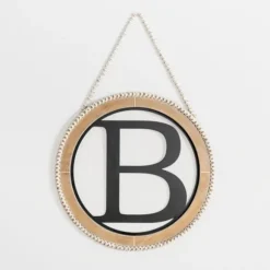 Kirkland's Home Monogram Wall Decor-Whitewash Bead Trim Monogram B Plaque