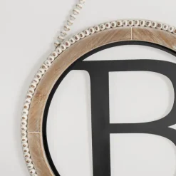 Kirkland's Home Monogram Wall Decor-Whitewash Bead Trim Monogram B Plaque