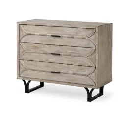 Kirkland's Home Dressers & Chests-Whitewashed Brown 3-Drawer Wood Chest