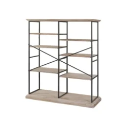 Kirkland's Home Bookshelves-Whitewashed Etagere Industrial Bookshelf