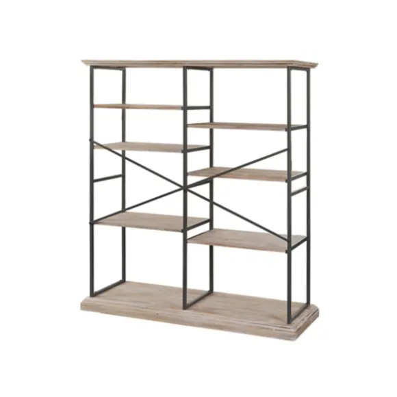 Kirkland's Home Bookshelves-Whitewashed Etagere Industrial Bookshelf