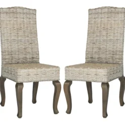 Kirkland's Home Dining Chairs-Whitewashed Kubu Rattan Dining Chairs, Set Of 2