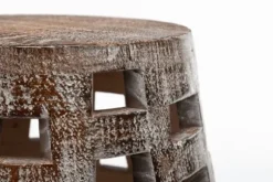 Kirkland's Home Accent & End Tables-Whitewashed Wood Barrel Patterned Side Table