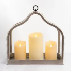 Kirkland's Home Lanterns-Whitewashed Wood Beaded Open Lantern