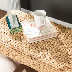 Kirkland's Home Benches & Ottomans-Wiley Woven Hyacinth Bench With White Base