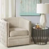 Kirkland's Home Accent Chairs-Wilson Tufted Cream Swivel Accent Chair