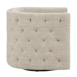 Kirkland's Home Accent Chairs-Wilson Tufted Cream Swivel Accent Chair