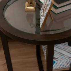 Kirkland's Home Coffee Tables-Wood & Glass Top 3-Pc. Table Set