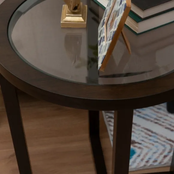 Kirkland's Home Coffee Tables-Wood & Glass Top 3-Pc. Table Set