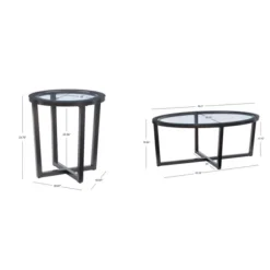 Kirkland's Home Coffee Tables-Wood & Glass Top 3-Pc. Table Set