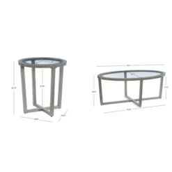 Kirkland's Home Coffee Tables-Wood & Glass Top 3-Pc. Table Set