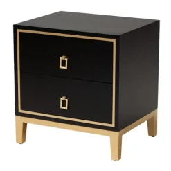 Kirkland's Home Nightstands-Wood & Gold Accent 2-Drawer Nightstand