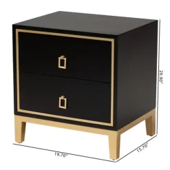 Kirkland's Home Nightstands-Wood & Gold Accent 2-Drawer Nightstand