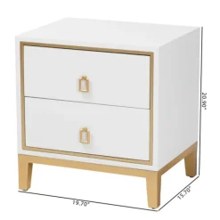 Kirkland's Home Nightstands-Wood & Gold Accent 2-Drawer Nightstand